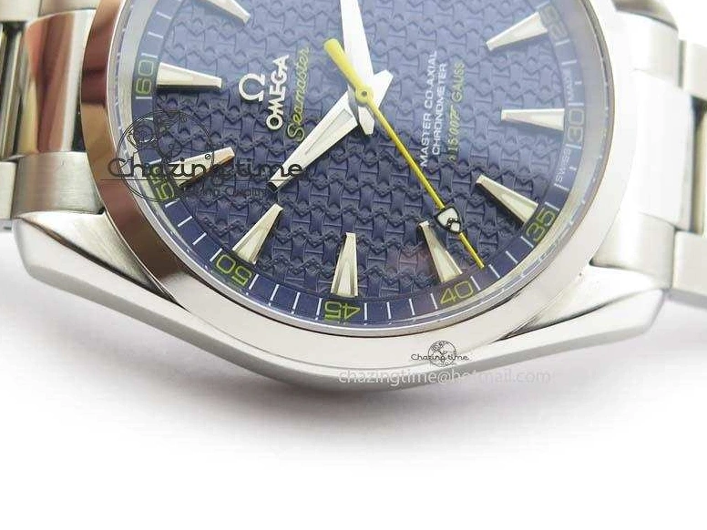 0822 QuickDry Aqua Terra ‘James Bond’ SS JHF Best Edition Blue Dial On SS Bracelet A 8203